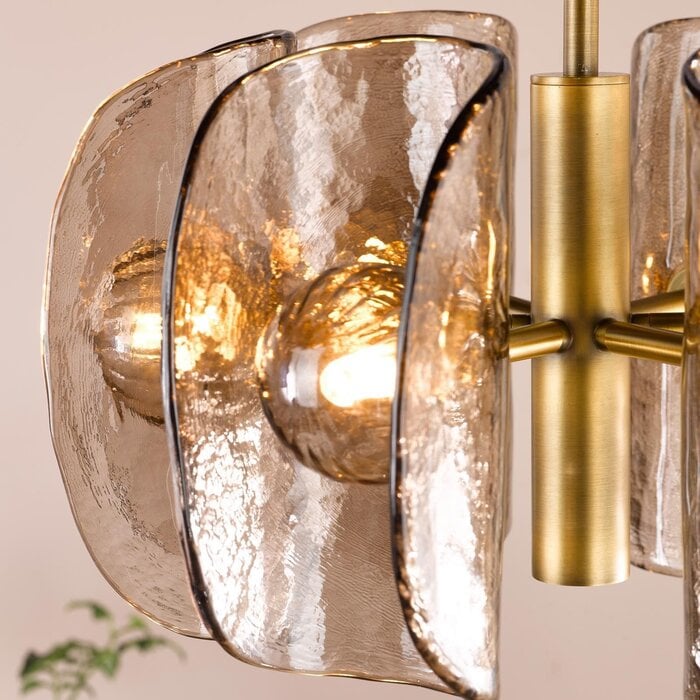 Megara - 6 Light Ceiling Pendant - Antique Bronze and Tea Smoked Glass