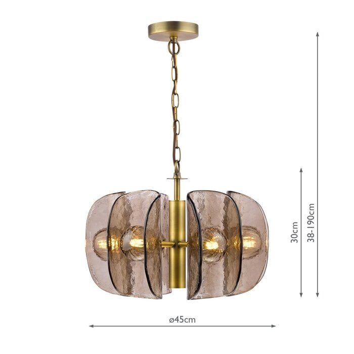 Megara - 6 Light Ceiling Pendant - Antique Bronze and Tea Smoked Glass