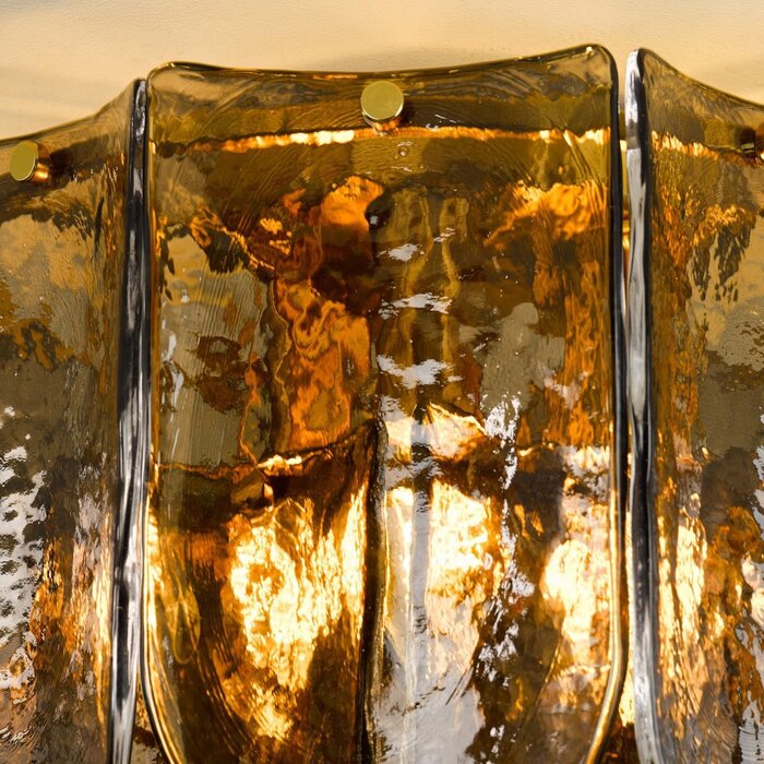 Anielle 3 Light Flush Natural Brass and Tea Smoked Glass