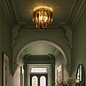 Anielle 3 Light Flush Natural Brass and Tea Smoked Glass