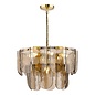 Anielle 7 Light Chandelier Natural Brass and Tea Smoked Glass