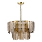 Anielle 7 Light Chandelier Natural Brass and Tea Smoked Glass