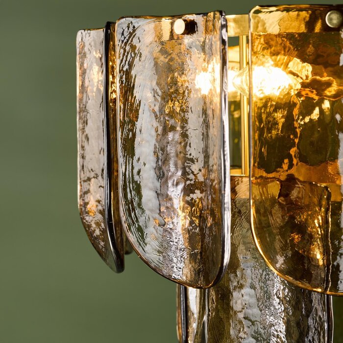 Anielle 7 Light Chandelier Natural Brass and Tea Smoked Glass