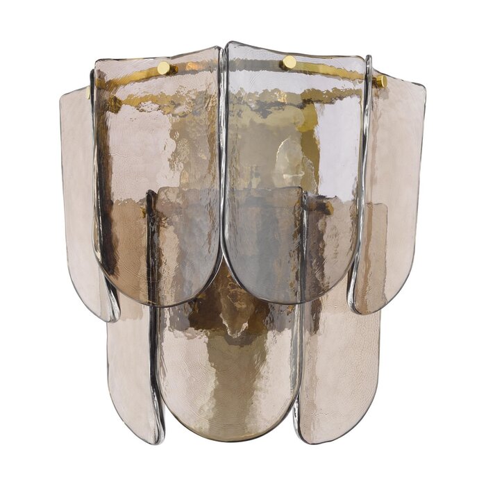 Anielle 3 Light Wall Light Natural Brass and Tea Smoked Glass