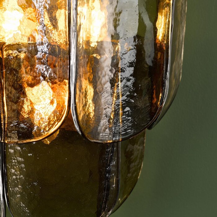 Anielle 3 Light Wall Light Natural Brass and Tea Smoked Glass