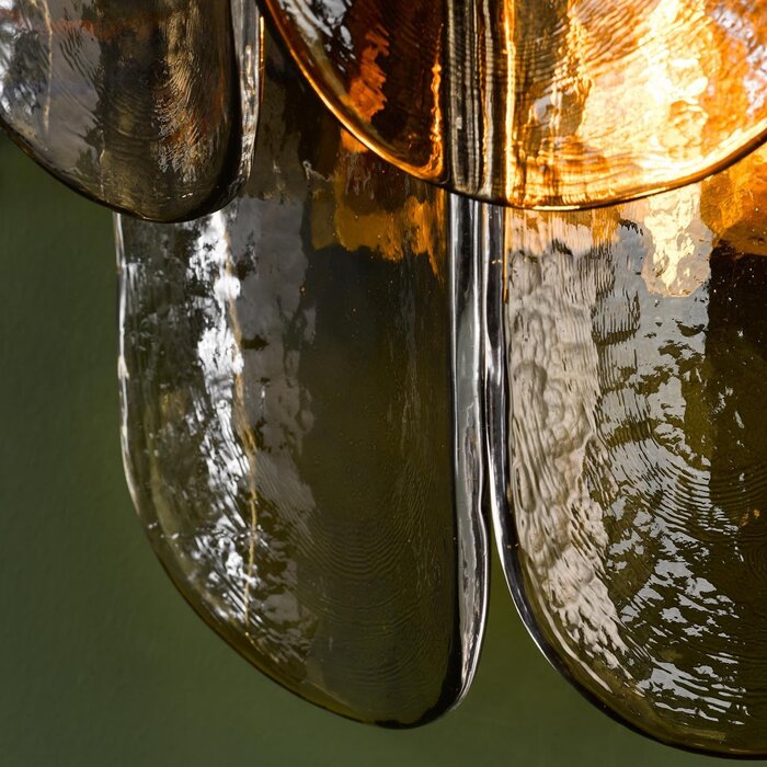 Anielle 3 Light Wall Light Natural Brass and Tea Smoked Glass