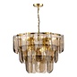 Anielle 9 Light Chandelier Natural Brass and Tea Smoked Glass