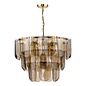 Anielle 9 Light Chandelier Natural Brass and Tea Smoked Glass