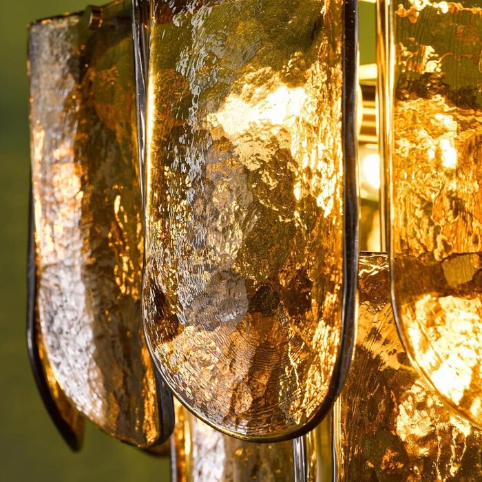 Anielle 9 Light Chandelier Natural Brass and Tea Smoked Glass