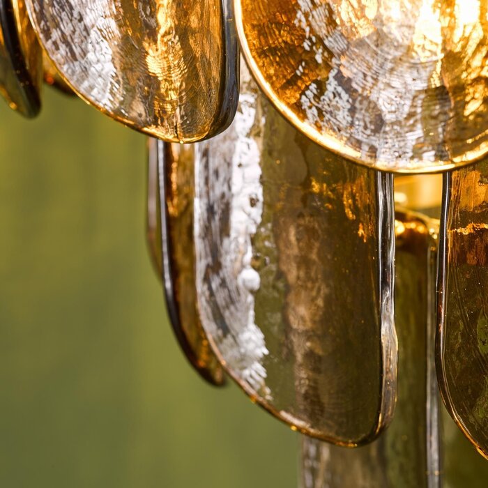 Anielle 9 Light Chandelier Natural Brass and Tea Smoked Glass