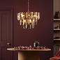 Anielle 9 Light Chandelier Natural Brass and Tea Smoked Glass