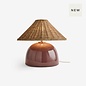 Nora Table Lamp in Burgundy Red & Rattan - MADE