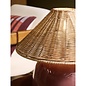 Nora Table Lamp in Burgundy Red & Rattan - MADE