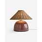 Nora Table Lamp in Burgundy Red & Rattan - MADE