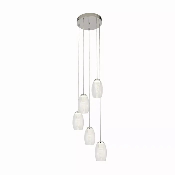 Tornado - 5 Light Multi Drop Modern LED Pendant - Clear Glass