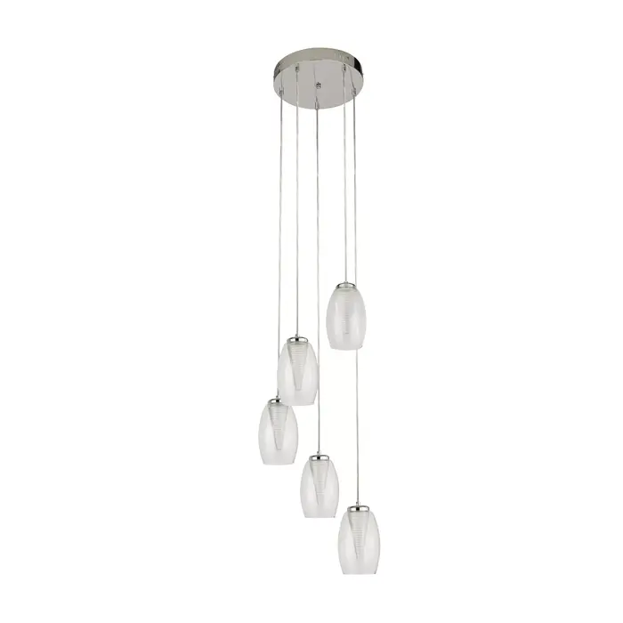 Tornado - 5 Light Multi Drop Modern LED Pendant - Clear Glass