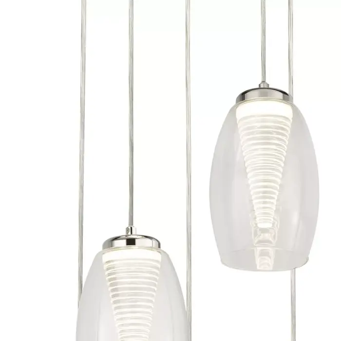 Tornado - 5 Light Multi Drop Modern LED Pendant - Clear Glass