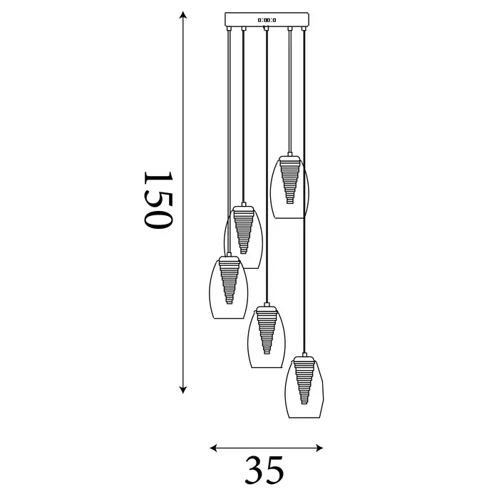 Tornado - 5 Light Multi Drop Modern LED Pendant - Clear Glass