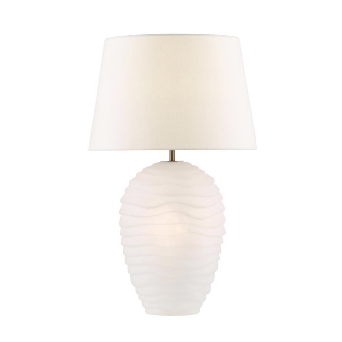 Mia - Sculptural White Glass Dual Light Source Table Lamp with Shade