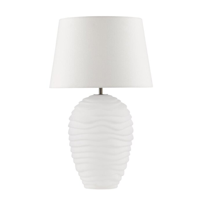 Mia - Sculptural White Glass Dual Light Source Table Lamp with Shade