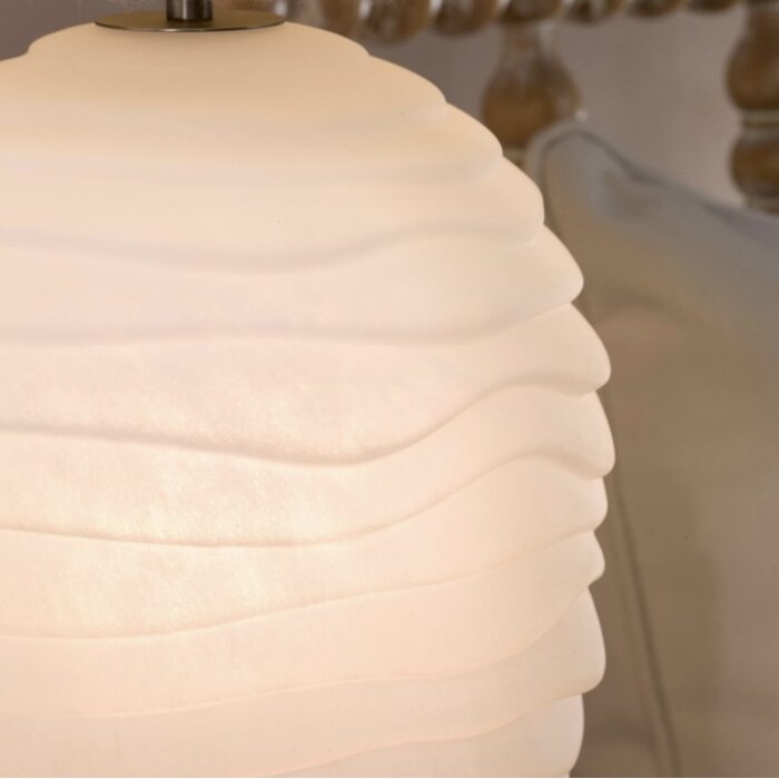 Mia - Sculptural White Glass Dual Light Source Table Lamp with Shade