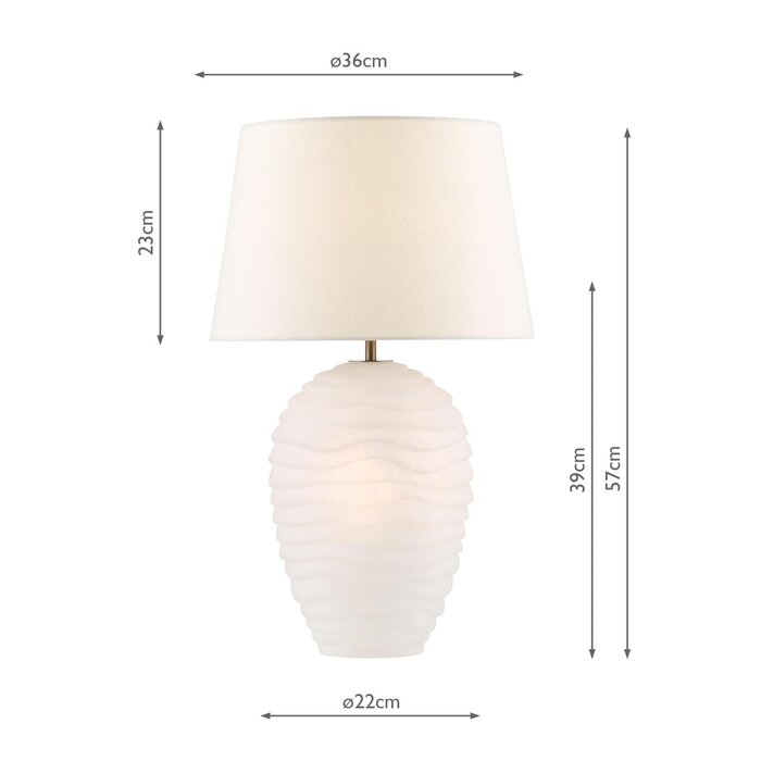 Mia - Sculptural White Glass Dual Light Source Table Lamp with Shade