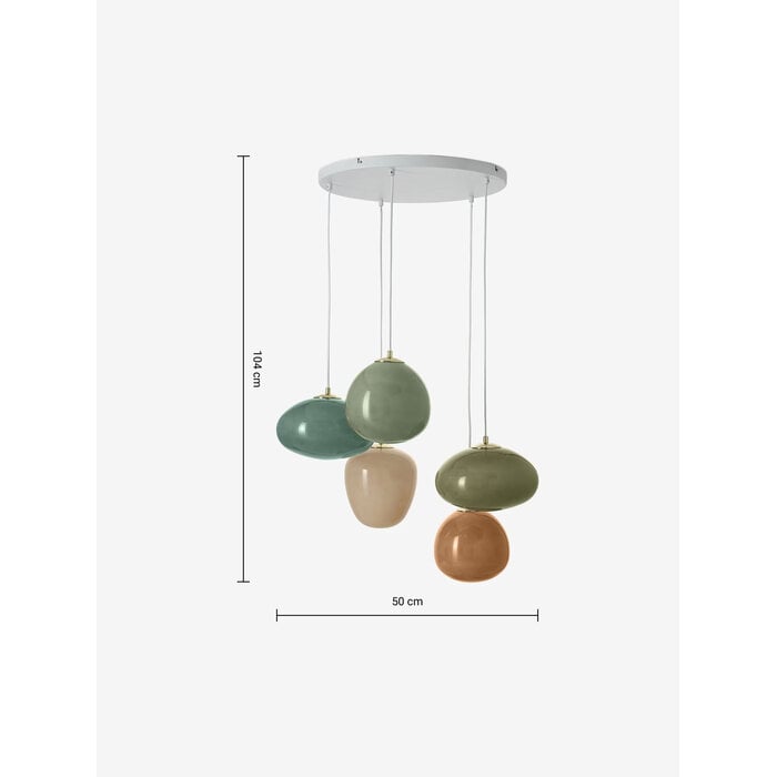 Adrianne 5 Light Cluster Pendant Ceiling Light in Green - MADE