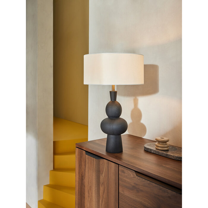 Freyja Ceramic Table Lamp in Black - MADE