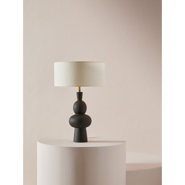 Freyja Ceramic Table Lamp in Black - MADE