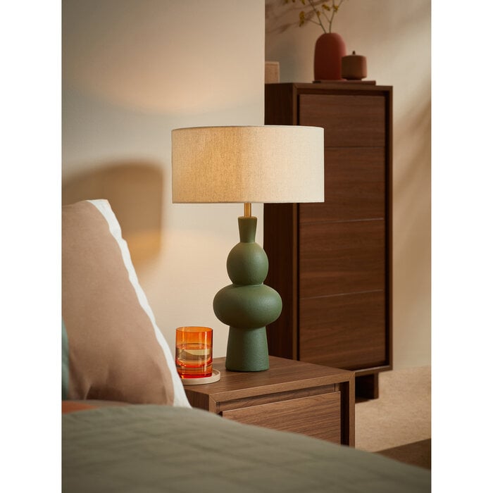 Freyja Ceramic Table Lamp in Green - MADE