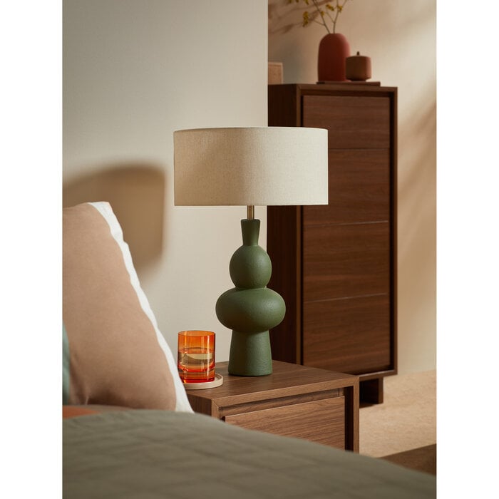 Freyja Ceramic Table Lamp in Green - MADE