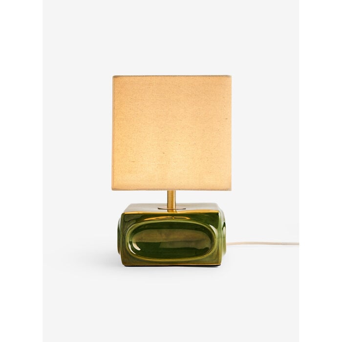Nell Ceramic Table Lamp in Green/Ecru - MADE