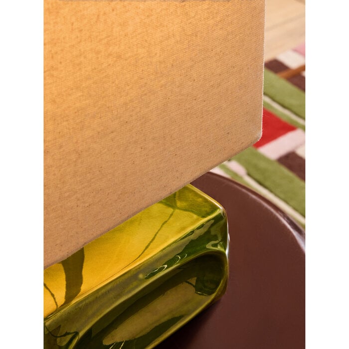 Nell Ceramic Table Lamp in Green/Ecru - MADE
