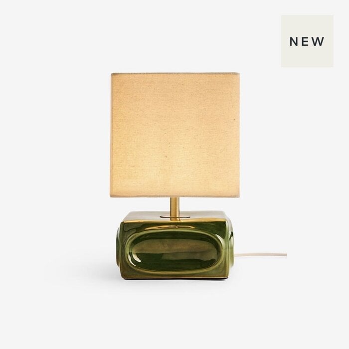 Nell Ceramic Table Lamp in Green/Ecru - MADE