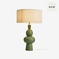 Freyja Ceramic Table Lamp in Green - MADE