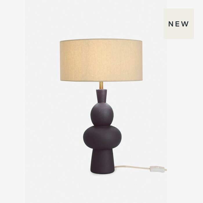 Freyja Ceramic Table Lamp in Black - MADE