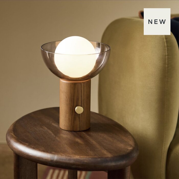 Layla Table Lamp in Dark Wood - MADE