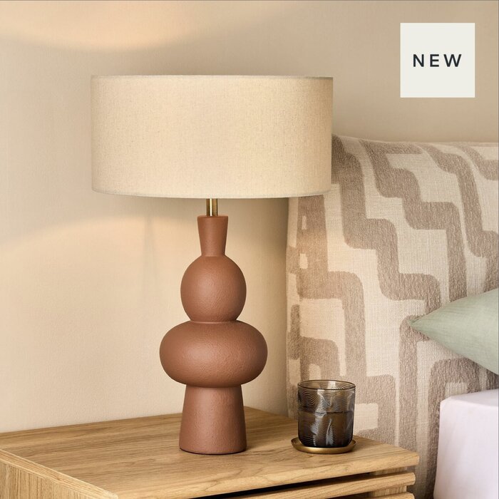 Freyja Ceramic Table Lamp in Brown - MADE