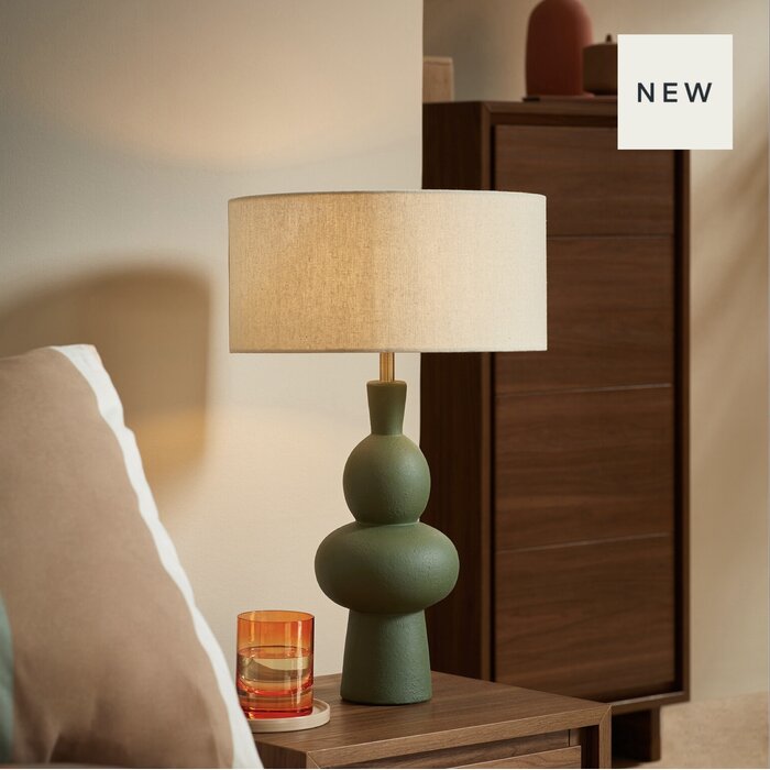 Freyja Ceramic Table Lamp in Green - MADE