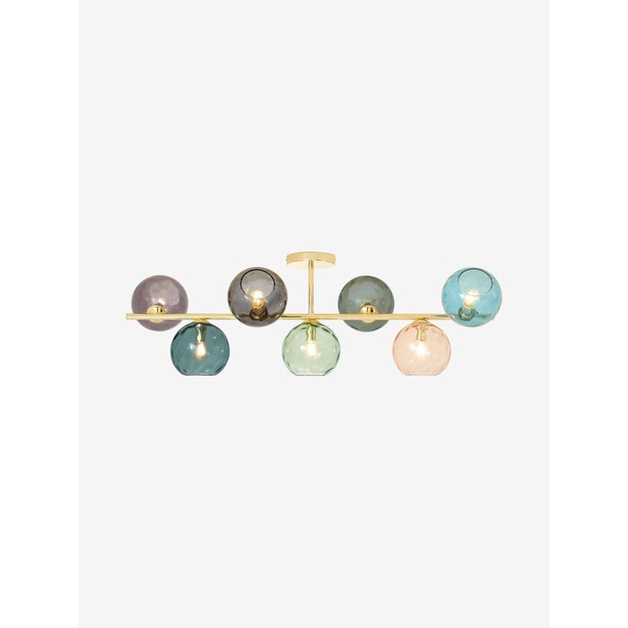 Ilaria 7 Light Flush Large Ceiling Light in Brass - MADE