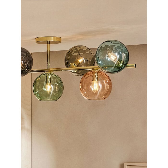 Ilaria 7 Light Flush Large Ceiling Light in Brass - MADE