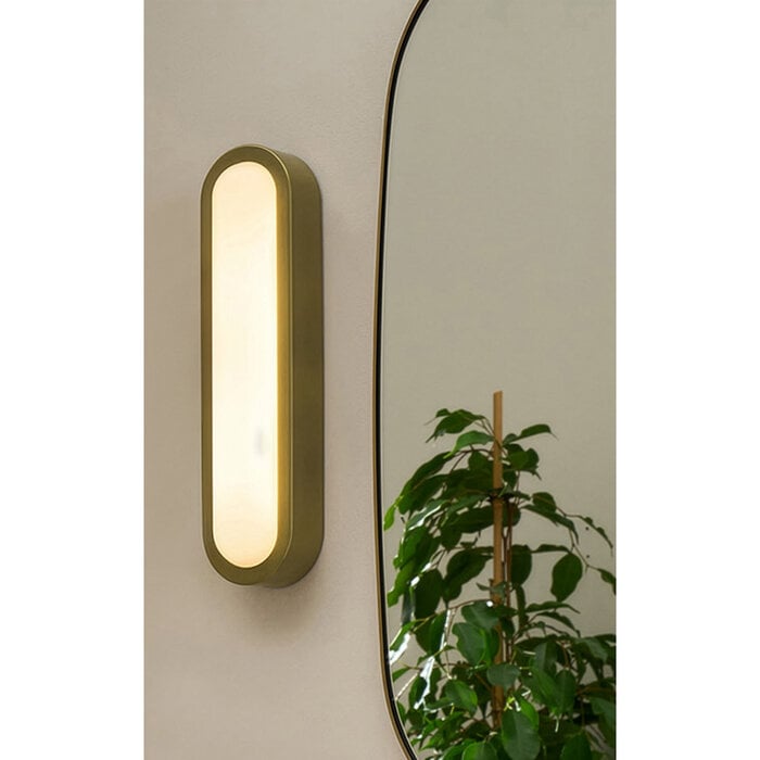 Nura Flush Bathroom Wall Light in Brass - MADE