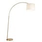 Carlton XL Modern Arc Brass Floor Lamp with Natural Fabric Shade