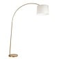 Carlton XL Modern Arc Brass Floor Lamp with Natural Fabric Shade