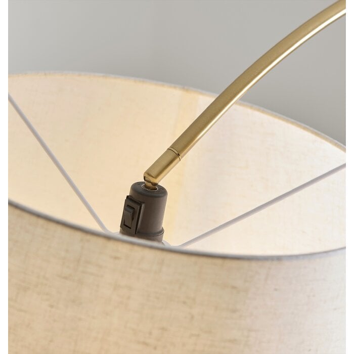 Carlton XL Modern Arc Brass Floor Lamp with Natural Fabric Shade