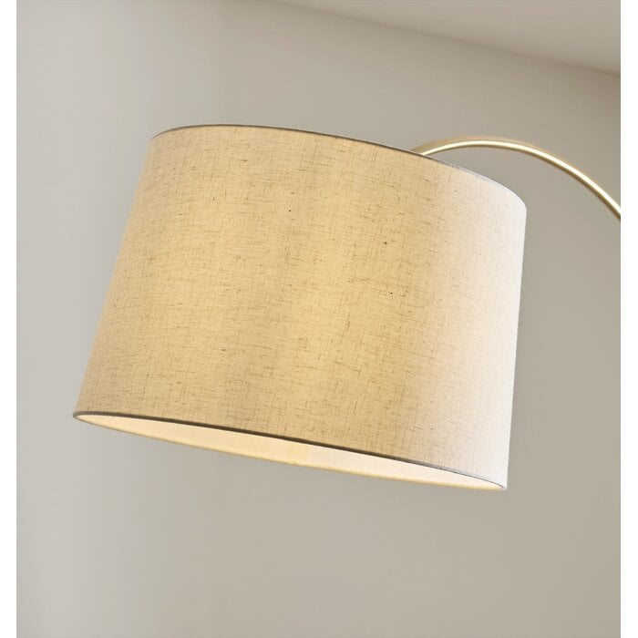 Carlton XL Modern Arc Brass Floor Lamp with Natural Fabric Shade