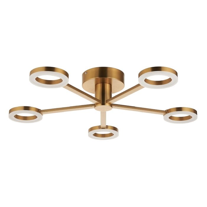 Albie Modern 5 Light Brass LED Semi Flush Ceiling Light
