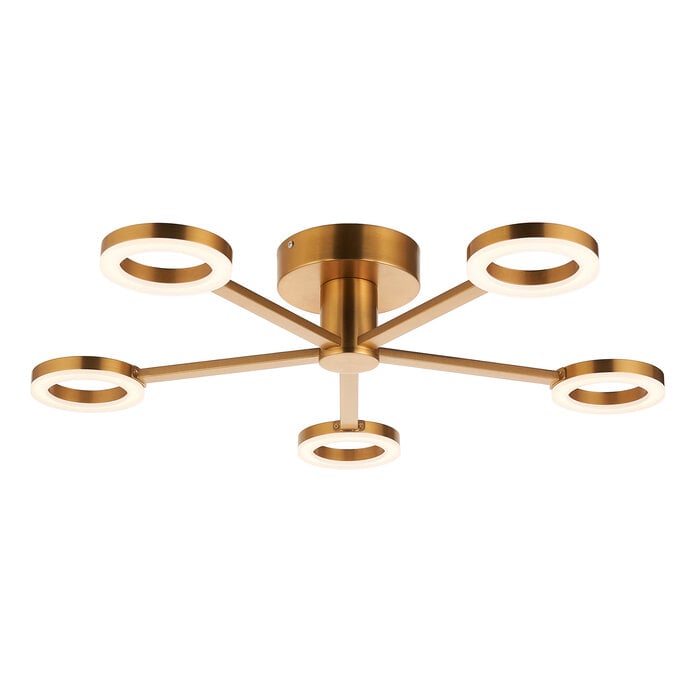 Albie Modern 5 Light Brass LED Semi Flush Ceiling Light