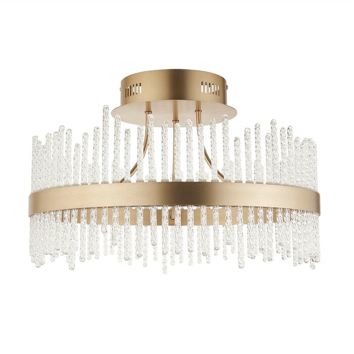 Filey-  Modern Brushed Gold & Glass LED Semi Flush Ceiling Light