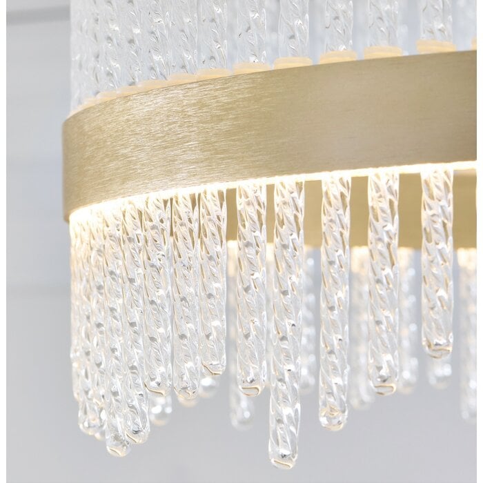 Filey-  Modern Brushed Gold & Glass LED Semi Flush Ceiling Light